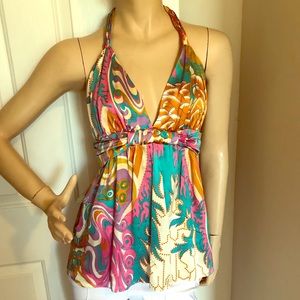 SOLD Alice  & Trixie Silk Halter tank top M